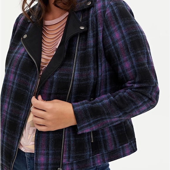 torrid Jackets & Blazers - ⭐️HOST PICK⭐️FINAL PRICE DROP⭐️Torrid purple plaid soft Moto jacket 2X $75